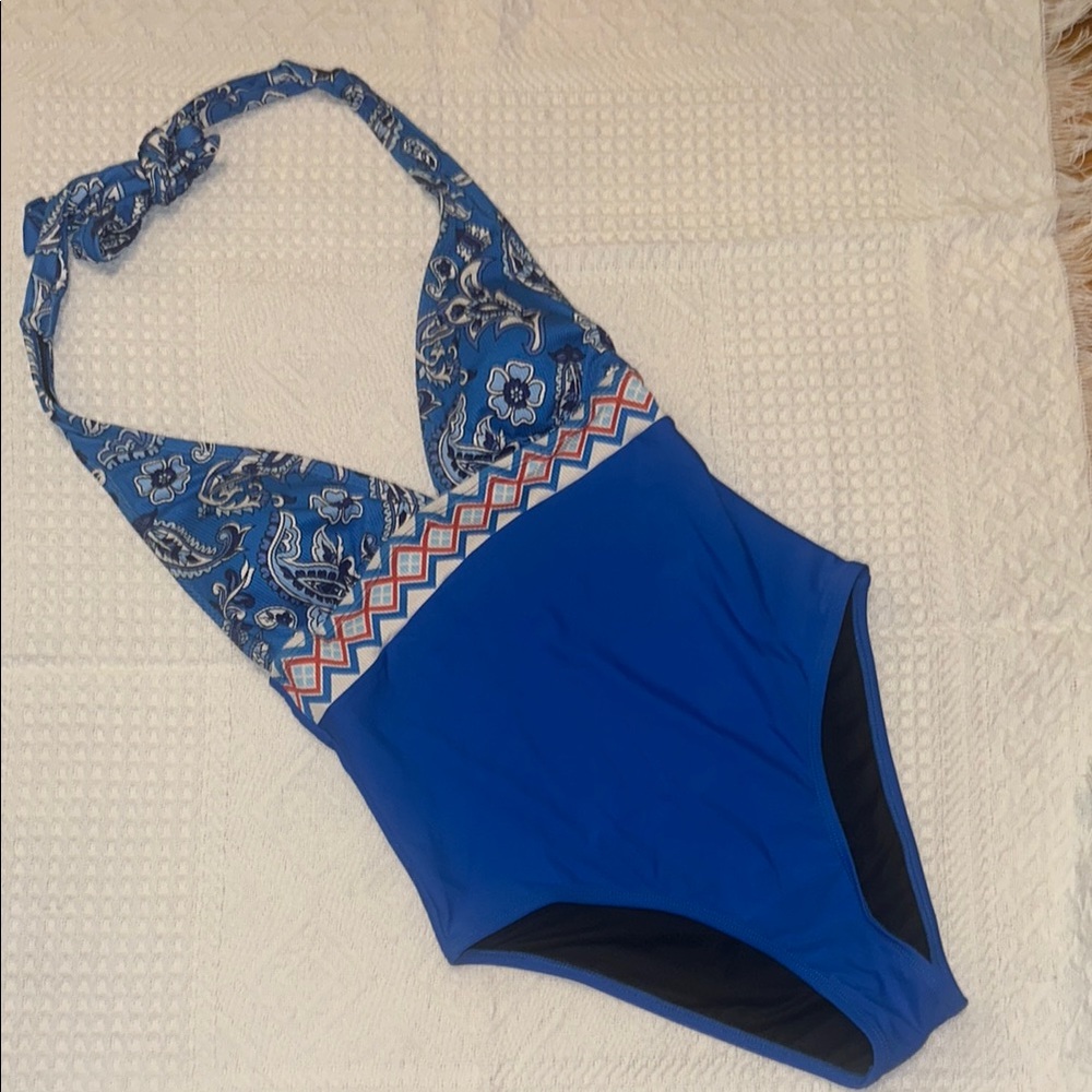 Cupshe Blue One Piece Swimsuit Paisley Design